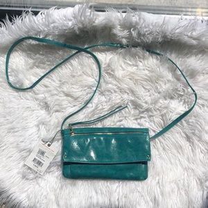 Green leather crossbody bag